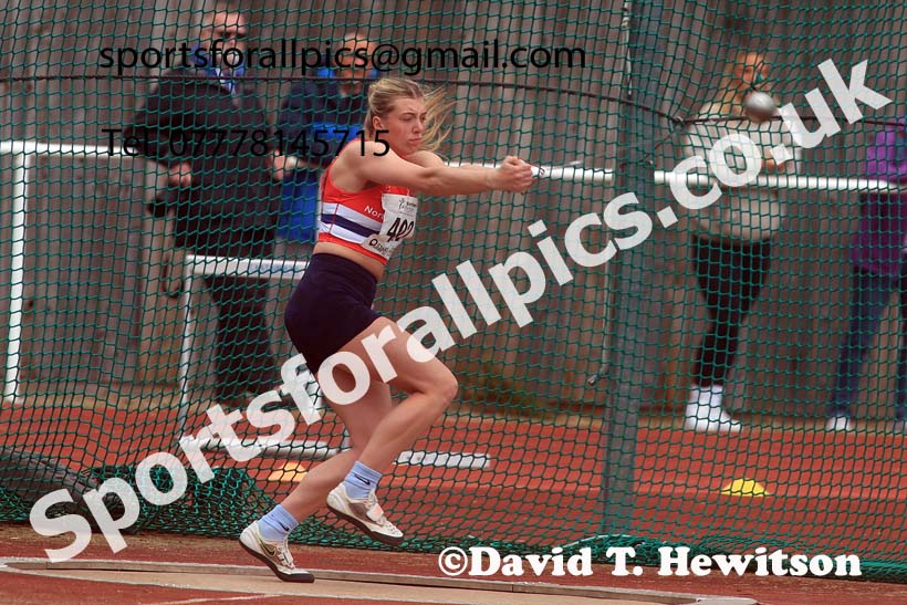 Womens Under-20s hammer, 2024 Northern Senior and Under-20s Track and Field Champs, Middlesbrough.  Photo: David T. Hewitson/Sports for All Pics
